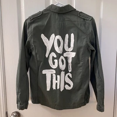 H&M Girl Power You Got This Button Front Camisa Chaqueta Verde Ejército Talla 10-11 años Foto 1 de 4