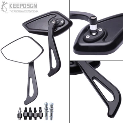 Espejos retrovisores negros para motocicleta Harley Davidson Sportster 883 1200 Softail Breakout Foto 1 de 4