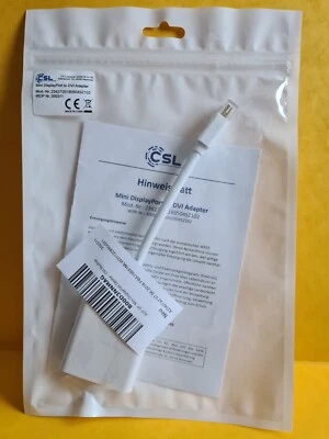 CSL - HQ Full HD 1080p Mini Displayport miniDP auf DVI Adapterkabel in weiß - Bild 1 von 4