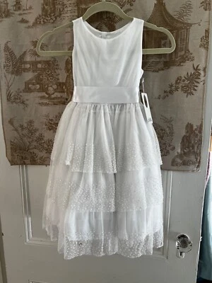 Новый с Ярлыками ISABEL GARRETON белый бисером вечеринки причастия цветок девочка платье Sz 5 - Изображение 1 из 4