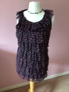 Mela Loves London kurzes Kleid/Tunika Top Ditsy braun Größe L 14/16 - Bild 1 von 6