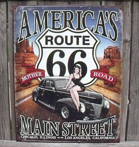 Sign Americas Route 66 Main Street Rt 66 USA Metal Collectible New 12 1/2x16inch - Picture 1 of 4