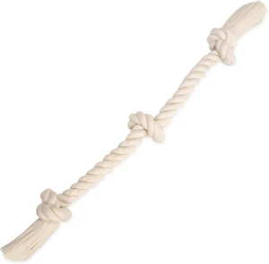 Flossy Chews 100-Percent Cotton White 3-Knot Rope Tug, Large, 25-Inch - Picture 1 of 14