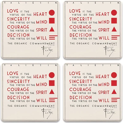 Juego de 4 posavasos Coasterstone Frank Lloyd Wright Organic Commandment, talla única, Foto 1 de 4