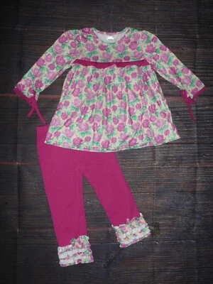 NUEVO Conjunto Conjunto Túnica y Leggings Boutique Floral Niñas Bolsillo Foto 1 de 3