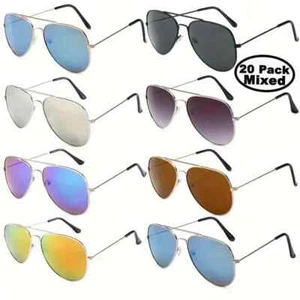 20 Pack Men's and Women's Sunglasses Classic Aviation Style Wholesale Sunglasses - Picture 1 of 16