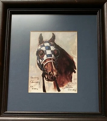 Retrato Secretariat de Salina Ramsay y autografiado por Penny Chenery. Foto 1 de 4