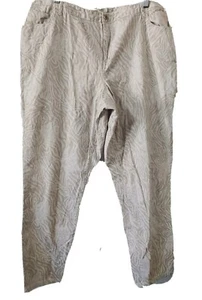 Cato Pants Womens 20 Casual  Stretch Pockets Zipup  Tappered Legs Beige Print - Picture 1 of 8