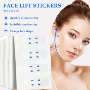 80/40pc Stickers Invisible Thin V-Shape Face Facial Label Lift Up Adhesive Tap - Picture 1 of 14