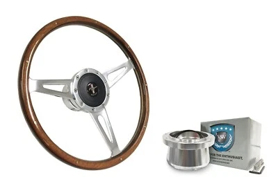 Volante de madera de nogal pulido de 15" con bocina para Ford Mustang 1979-1982 Foto 1 de 4