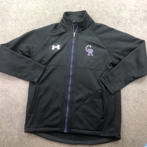 Colorado Rockies Jacket Mens Large Blue Purple Full Zip Fleece Embroidered Logo Cover