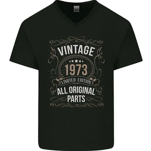 52nd Birthday Limited Edition 1973 Mens V-Neck Cotton T-Shirt - Picture 1 of 3
