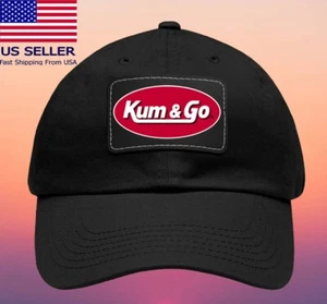 Kum & Go Midwestern Jackass Black Dad Hat with Leather Patch - Adjustable Size - Picture 1 of 2