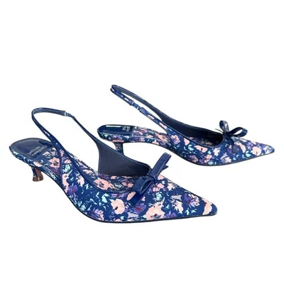 Tacón de gatito Anthro Jeffrey Campbell para mujer azul lazo floral talla 6,5 Foto 1 de 4