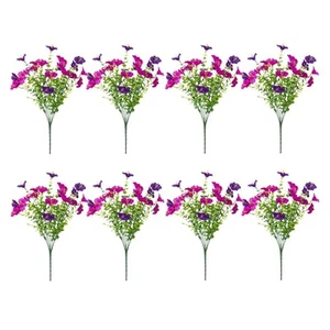 8 Pieces Artificial Flowers Greenery Shrubs Plants for Window Indoor Outside - Picture 1 of 6