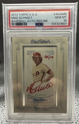 2013 Topps A & G béisbol automático Mike Schmidt AGAMS tinta roja 01/10 PSA 10 Pop 1 Foto 1 de 2
