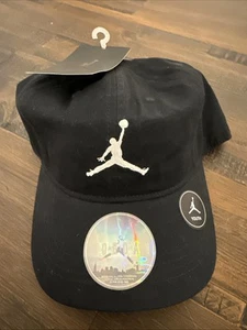 Jordan Hat Classic White Logo Adjustable Strap Cap Color Black Size Youth - Picture 1 of 10
