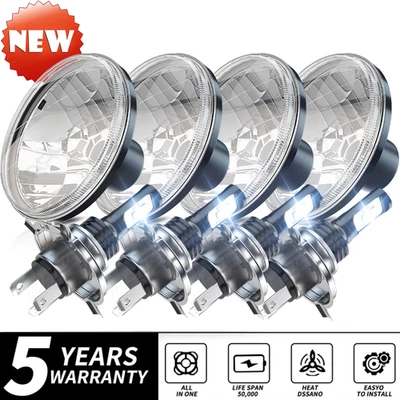 Faróis de LED aprovados pelo DOT 4 PEÇAS 5 3/4" 5,75" ajuste alto-baixo PETERBILT Semi 349 359 - Imagem 1 de 4