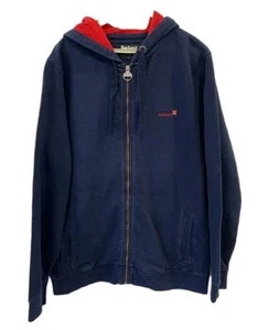 Sudadera con Capucha Barbour International Para Hombre XL Azul Marino Rojo Cremallera Completa Logo #128 - Imagen 1 de 9