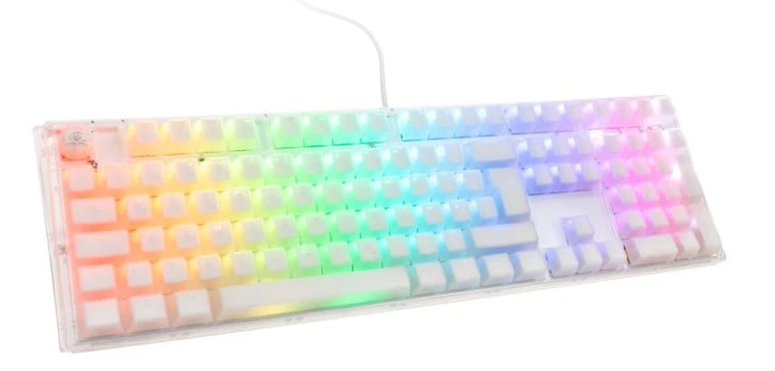 One 3 Aura Clear White Hotswap RGB Double Shot ABS Mechanical Keyboard (Cherr... - Image 1 of 1