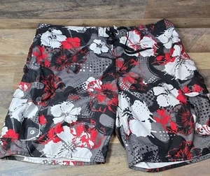 OP Ocean Pacific Mens Hybrid Shorts 44 Red Black White Floral w Pockets - Picture 1 of 9