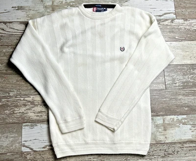Suéter De Colección Años 90 Chaps Ralph Lauren Para Hombre L Peso Pesado Espiga Tejido Blanco Foto 1 de 4