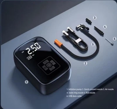 Pompa Gonfiaggio Elettrica Portatile 150 PSI Compressore Aria per Auto Moto Bici - Image 1 of 4