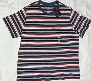 Levis Extra Large XL Striped Shirt Red White Blue Retro 90s Casual Trendy NWT - Picture 1 of 6