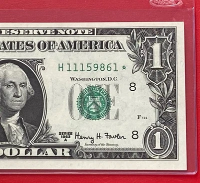 1963A STAR NOTE $1 DOLLAR BILL ( ST LOUIS H ) UNCIRCULATED - Image 1 of 3