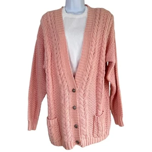Vintage Maggie Lawrence Sport Collection Cable Knit Cardigan Size Medium Cottage - Picture 1 of 8