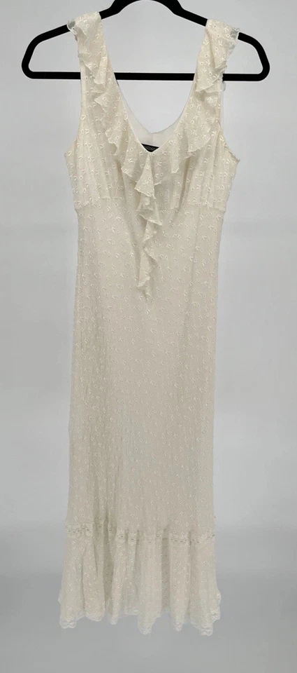 Vintage Jonathan Martin Silk Lace Hem Midi Dress Sz 10 Fairy Boho Bride Y2K - Image 1 of 4
