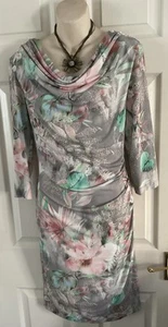 Betty Barclay Collection Grey Flowered Dress Size 14 - Picture 1 of 5