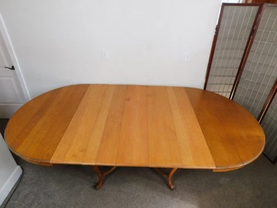 Antigua Mesa de Comedor Redonda RESTAURADA c1900 Roble 106" EXT Banquete Regencia ENVÍOS EN MUY BUENA CONDICIÓN Foto 1 de 4