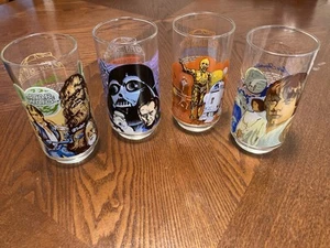 Burger King Star Wars Complete Set of 4 Glasses Coca Cola Vintage 1977 - Picture 1 of 6