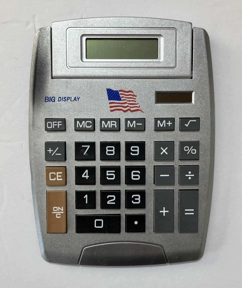 Big Display Electronic Calculator 8-Digit 5 X 7 Tilt Display Solar Power - Image 1 of 1