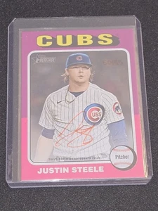 2024 Topps Heritage Justin Steele Real One Auto Red Ink 50/75 RARE Cubs ROA-JS - Picture 1 of 2