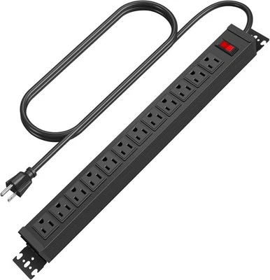HHSOET Rotating Mountable Power Strip, 12 Outlet Wall Mount Surge 15FT, Black  - Image 1 of 4