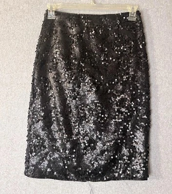 Falda Granate Hill Para Mujer Talla 4 Negra Lentejuelas Ponte Midi Lápiz Fiesta Foto 1 de 4