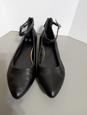 Ana Women Size 10M Ankle Strap Ballerina Black Flats,  - Image 1 of 4