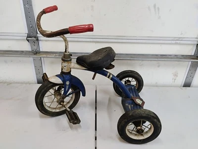 Triciclo vintage Barn Find Murray Childs todo original azul y blanco Foto 1 de 4