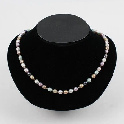 Collana In Perle D'Acqua Dolce Multicolore In Argento Sterling 20" - Immagine 1 di 4