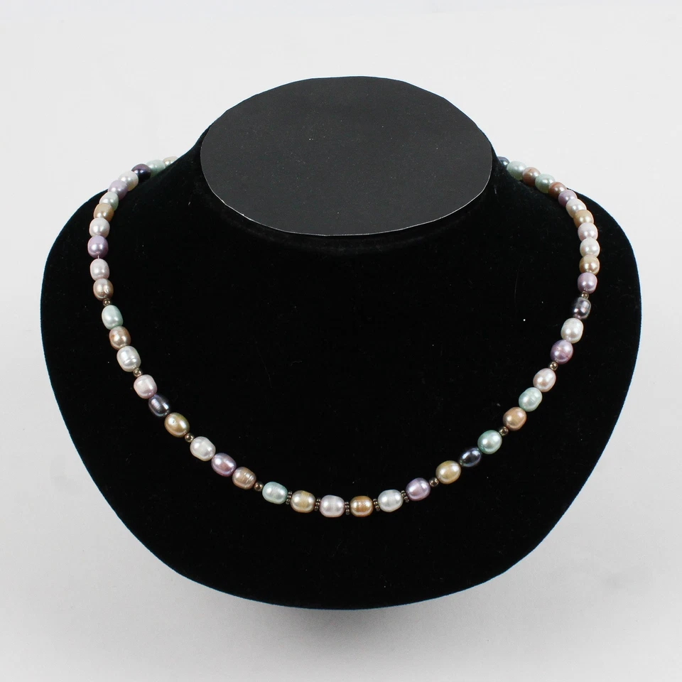 Collana In Perle D'Acqua Dolce Multicolore In Argento Sterling 20" - Immagine 1 di 4