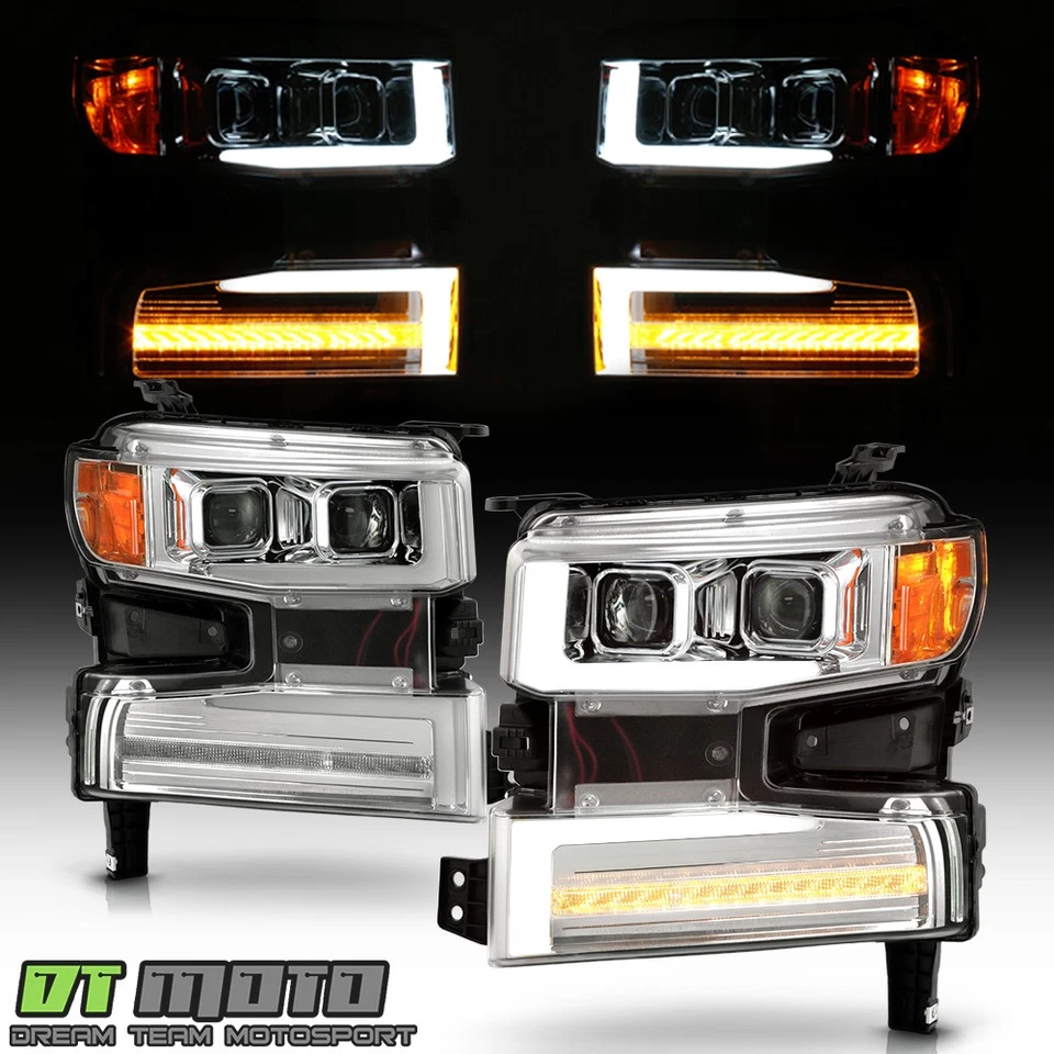 Faros de señal secuencial tubo DRL cromado Chevy Silverado 1500 2019-2022 Foto 1 de 4