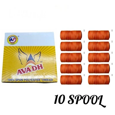 Avadh Spun Polyester ORANGE Thread suitable for all types of sewing - Image 1 of 3