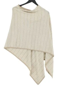 Kensie Women's Coat Cream Striped Cotton with Acrylic Overcoat - Picture 1 of 9