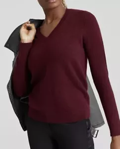 NWT Charter Club 100% Cashmere V-Neck Sweater Plus Size OX (12W) Burgundy - Picture 1 of 7