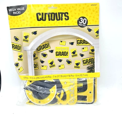 NUEVO Mega Pack Amscan Graduación 30 Piezas Decoraciones Recortes Foto 1 de 4