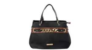 ADRIENNE VITTADINI Vicenza triple compartment faux-leather chain satchel -BLACK - Picture 1 of 12
