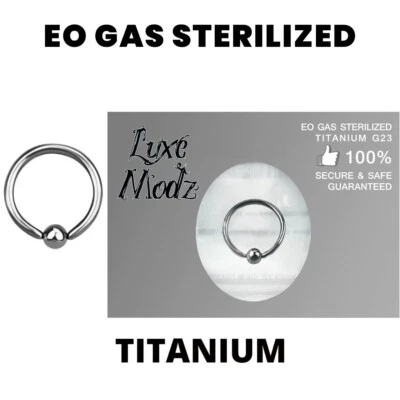 Bola esterilizada cautiva anillo de cuentas óxido de etileno gas titanio grado 16G bola de 3 mm Foto 1 de 4