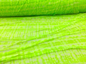 PowerNet Stretch Mesh Nylon Spandex Sheer Printed Neon Green Abstract Z404 - Picture 1 of 1